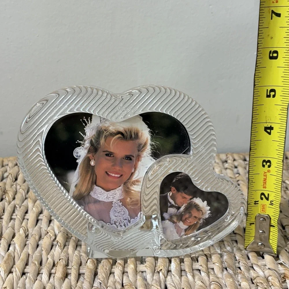 Mikasa Polished Portraits Double Heart Clear Glass Picture Frame Made in Japan